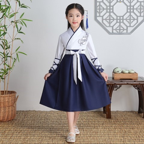 ٻҾ2 ͧԹ : 7C145 ش˭ԧ չҳ شط 蹽   çԹ Modern Hanfu White BlueSkirt