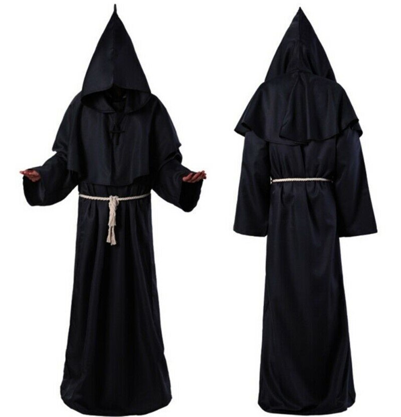 ٻҾ3 ͧԹ : ++++شΌչѡǪ شҷǧ ش Priest ҤѡǪ ͧ觡ؤҧ    vampire ٵ  Medieval Monk Priest Robe Black Hooded 