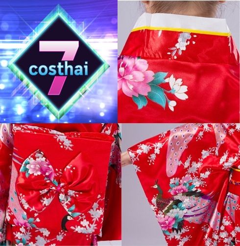 ٻҾ4 ͧԹ : 7C194 ش˭ԧ ᴧ ش ش١ҵ شԪ ش Kimono Yukata Red Colour Costumes