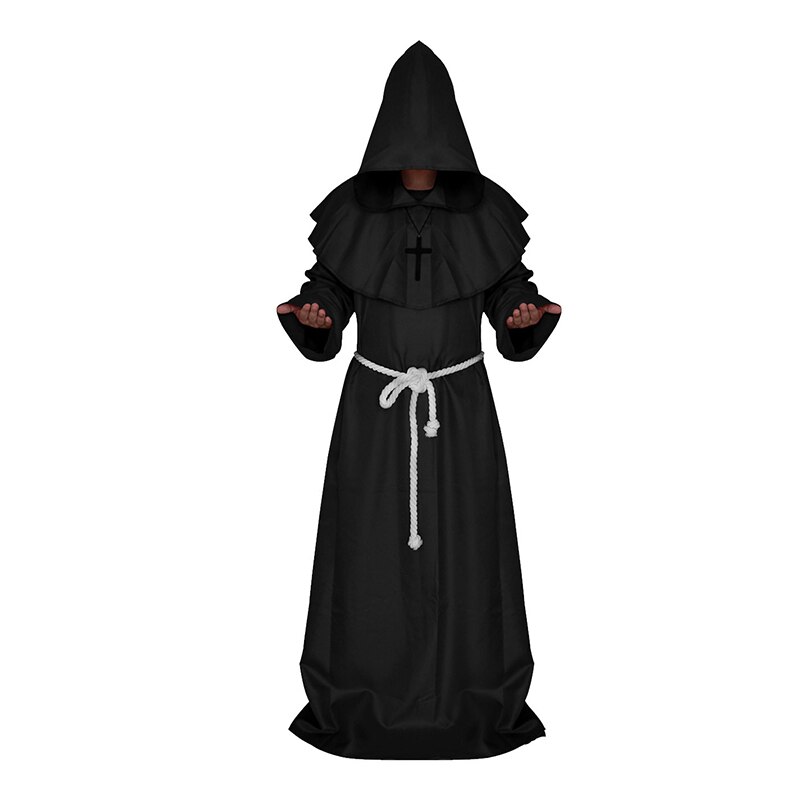 ٻҾ4 ͧԹ : ++++شΌչѡǪ شҷǧ ش Priest ҤѡǪ ͧ觡ؤҧ    vampire ٵ  Medieval Monk Priest Robe Black Hooded 