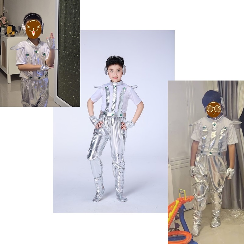 ٻҾ4 ͧԹ : 7C211 ش ش¹ شǡ ش¹ شԹ Children Robot Space Alien Silver Costume