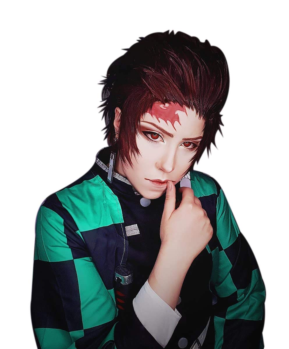 ٻҾ5 ͧԹ : ԡѹ ԡ ѹ ҺԦҵ Kamado Tanjiro Kimetsu no Yaiba or Demon Slayer Cosplay wig ԡΌ 