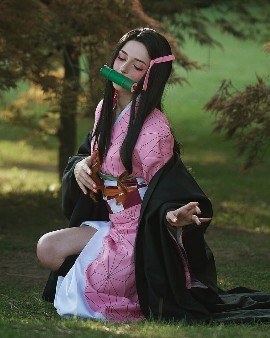 ٻҾ5 ͧԹ : ԡ๫ ԡ Ы ๫ (ժ) ҺԦҵ Kamado Nezuko Kimetsu no Yaiba or Demon Slayer Cosplay wig ԡΌ 