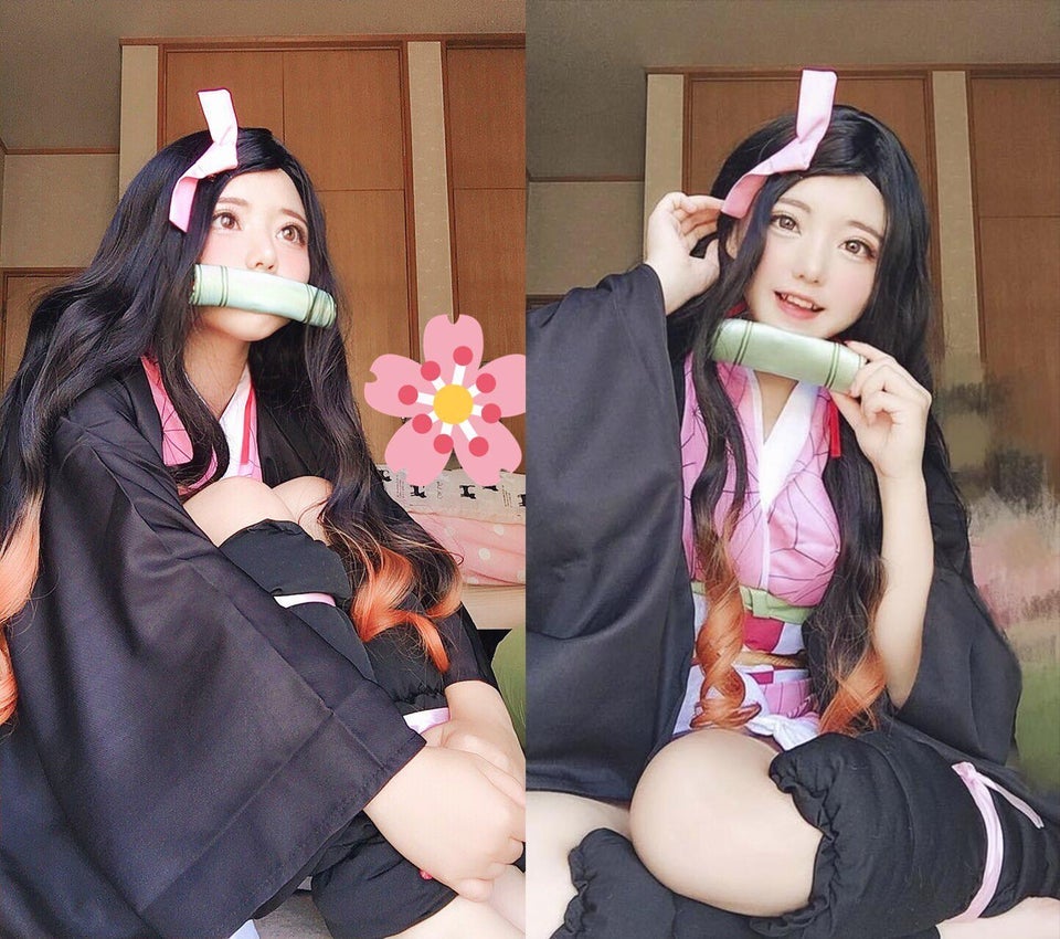 ٻҾ6 ͧԹ : ԡ๫ ԡ Ы ๫ (ժ) ҺԦҵ Kamado Nezuko Kimetsu no Yaiba or Demon Slayer Cosplay wig ԡΌ 