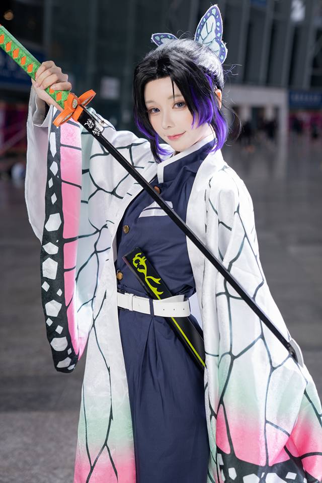 ٻҾ6 ͧԹ : ԡ⹺ ԡ ⹺ (շԴ) ҺԦҵ  Kocho Shinobu Kimetsu no Yaiba or Demon Slayer Cosplay wig ԡΌ 