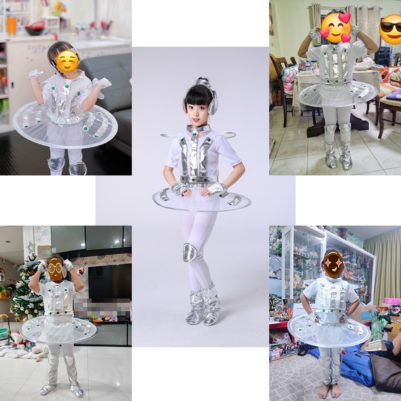 ٻҾ6 ͧԹ : 7C211 ش ش¹ شǡ ش¹ شԹ Children Robot Space Alien Silver Costume